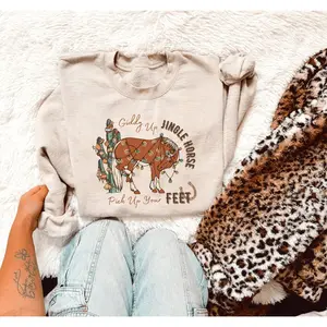 Western Christmas Crewneck Sweatshirt - Giddy Up Jingle Horse