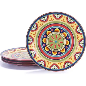 Tunisian Dinner Plates Set of 4, 11 Inch Large Ceramic Plates for Pasta, Steak, Stylish Serving Dishes, Microwave and Dishwasher Safe,  for Housewarming and Thanksgiving