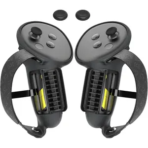 MtomatoVR VR Controller Grips Cover for Meta Quest 3S/3 Accessories, Silicone Controller Grip Protector Covers with Battery Opening and Adjustable Hand Straps for Oculus Quest 3/3S (Black)
