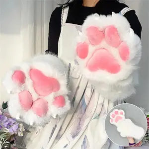 2026 New Arrival Squeak Furry Paw Mittens 12 Colors Plush Animal Claw Gloves Fluffy Handwear Cosplay Beast Costume Accessories
