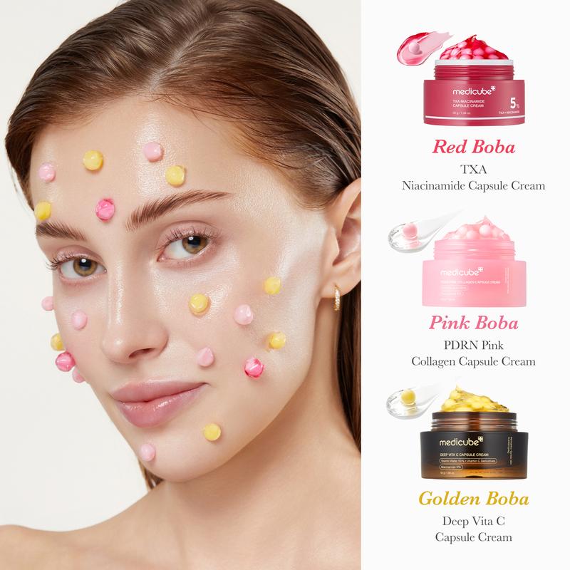 [medicube] PDRN Pink Collagen Capsule Cream | Pink Boba Cream | Salmon DNA, Niacinamide for Uneven Skin Tone, Glow Hydration