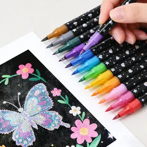 24/48 Color Dual-Ended Glitter Markers - Metallic and fine tip watercolor pens with bright colors, perfect for DIY crafts, greeting cards, mugs, wooden decorations, sketching and professional art, handicrafts, art painting, metal surfaces, durable