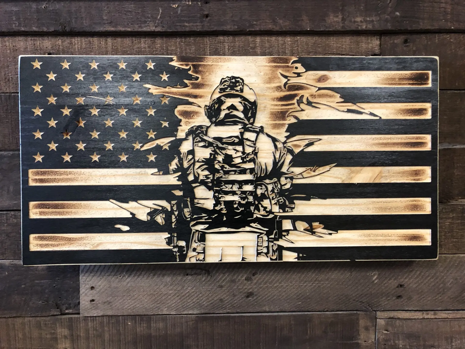 Torn Soldier American Flag, Wood Flag, Personalized Flag