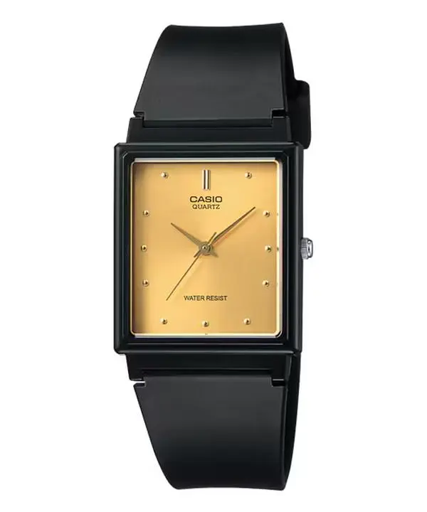 Casio Unisex Black Watch with Gold-Tone Dial - MQ-38-9A