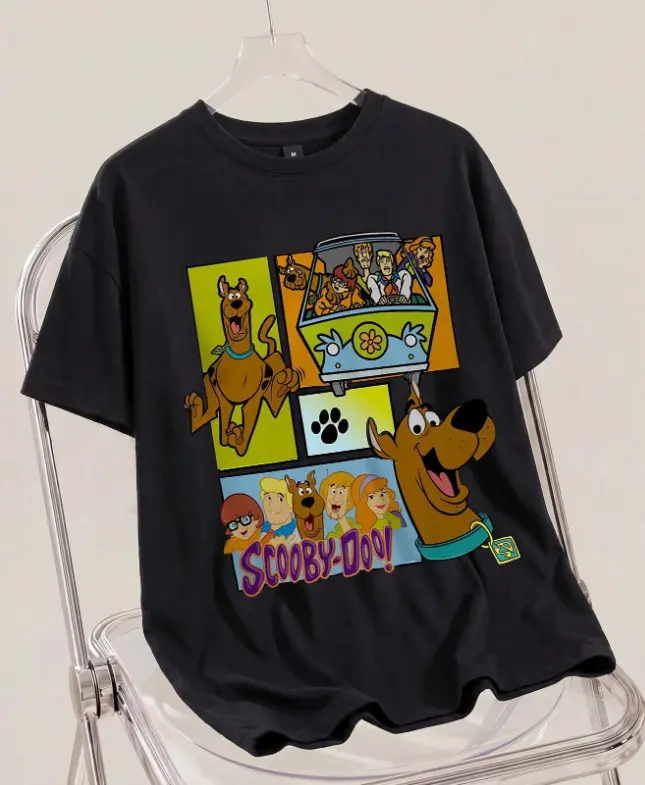SCOOBY-DOO X SHEIN Men's Casual Cartoon Dog Print Round Neck Short Sleeve T-Shirt, Summer