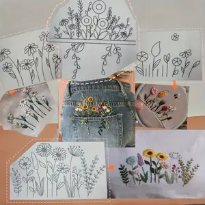 Self-Adhesive Water-Soluble Embroidery Kit for Beginners, DIY Floral Stickers for Sweaters, Jeans, Hoodies, Easy Craft Supplies