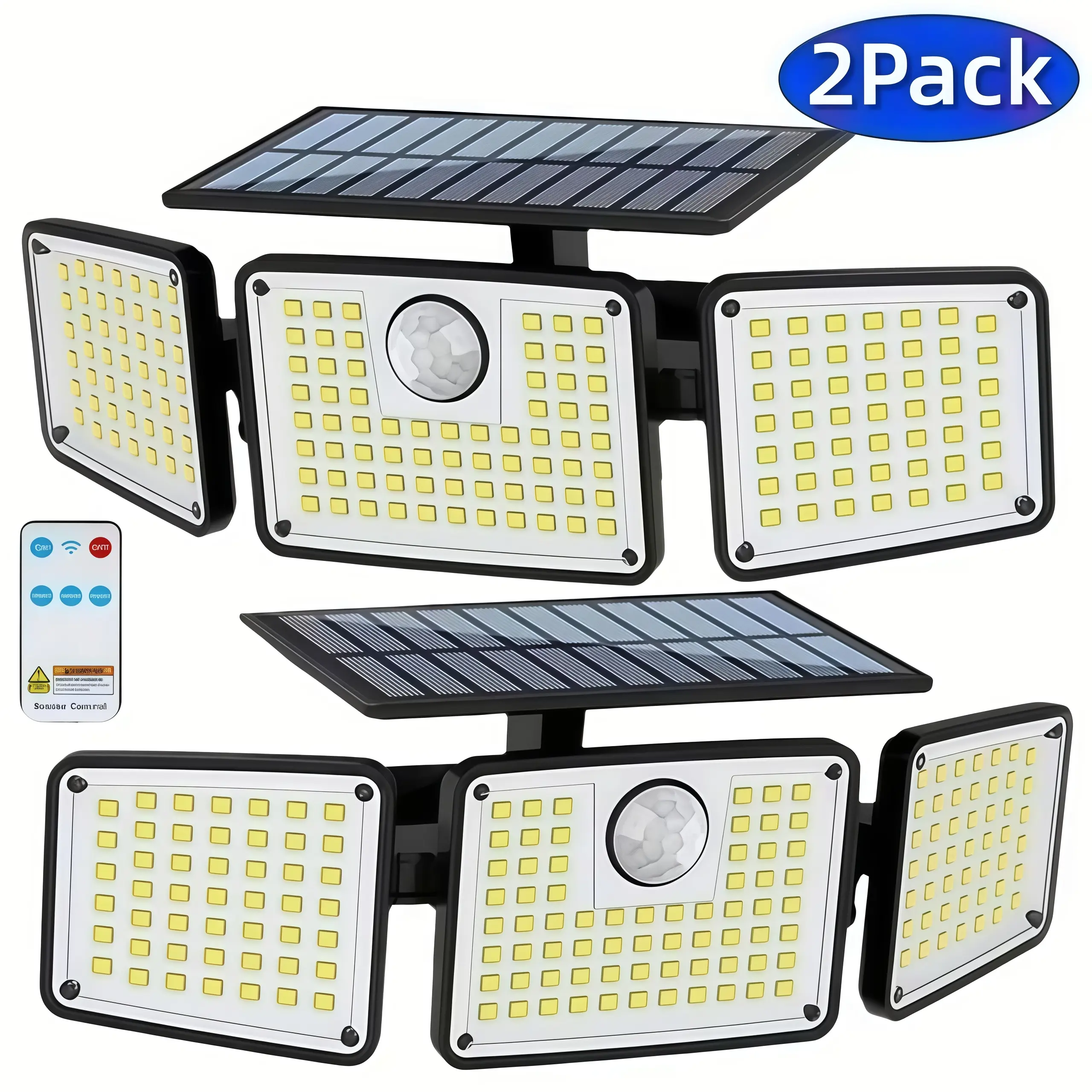 (2 Packs) Solar Outdoor LED Landscape Spotlights, 2500LM 210LED Dimmable 3-Head Security Lights with 3 Modes, IP65 Waterproof Multifunctional Solar Outdoor Lights for Adult Home Improvement, Ideal for Patios & Yards