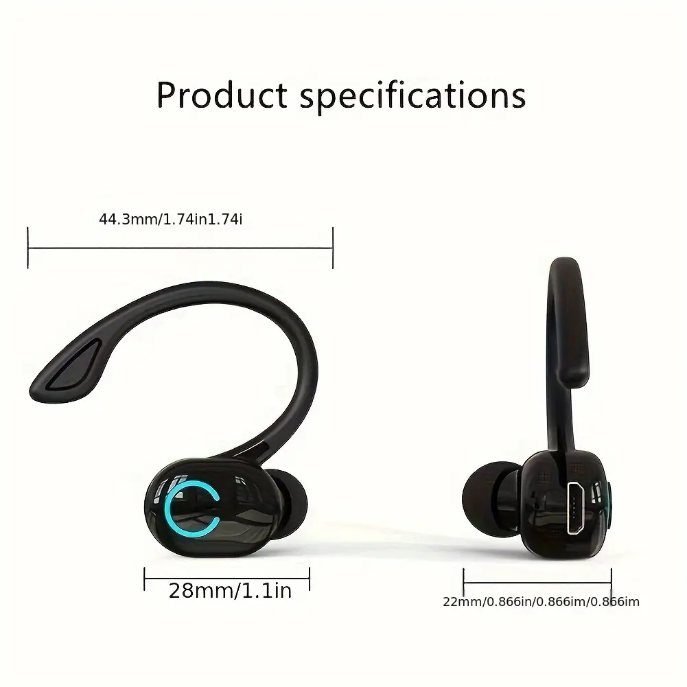 2025 New Single-Ear Sports Clip-On Wireless Earbuds (1pc) - Mini In-Ear Headset, Noise Cancelling, Button Call Control, Rechargeable, Compatible with Android/iOS