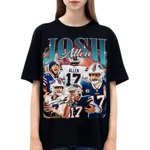 Josh Allen T-Shirt, Football T-shirt, Vintage Football 2023, Unisex Cotton Shirt for Football  Fans,Gift For Him and Her