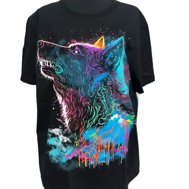 Neon wolf shirt Casual Cotton T-Shirt Top Neon wolf shirt Casual Cotton T-Shirt Top