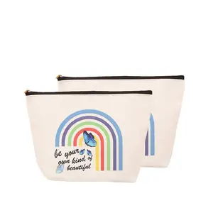 2 PCS Fashion Craft Bag Canvas Hand Bag Makeup Bags, Canvas Pencil Pouch Canvas Cosmetic Bag, Multi-Purpose Travel Toiletry Bag Canvas Zipper Bags ﻿