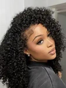 250% Kinky Curly Wig, Invisible Hairline Synthetic Wig, No Glue, Seamless Flip-Up Style, All Seasons, Coily Hair, Glueless Wig