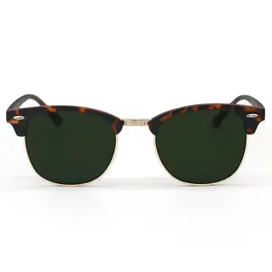 The Masters Green Tortoise Clubmaster Sunglasses Rectangular Polarized Polarized Wrap Around Tangle-Free UV400 Protection Lightweight Durable