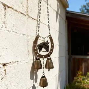 Lucky Horse Bell Hanging Decoration, Outdoor Wall Decor, Rustic Style Wind Chime, Good Luck Charm, Bring Prosperity