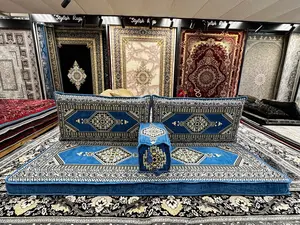 Blue Luxurious Majlis – 4-Piece Traditional Arabic Floor Sofa Set for Living Room & Lounge