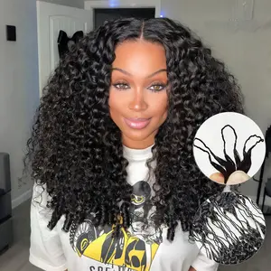 Gabrielle Hair Store 33# Reddish Brown Boho Knots Feather Crochet Hair Extensions 1 Piece/50 Grams Burmese Curly Crochet Braid Hair Extensions Invisible Knotless 99J Burgundy Crochet Braid