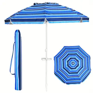 Costway 7.2 FT Portable Beach Umbrella Tilt Sand Anchor Cup Holder W/Carry Bag