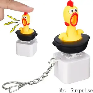 Cartoon Funny Chicken Keyboard Fidget Toy Keychain, Type-C Rechargeable with 3 Sound Modes, LED Light Effects & Multi Play Modes, Anxiety Fidgets Cool Gadgets Mini Gifts for Coworkers Stress Relief Accessory