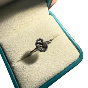 Natural Black Rutilated Crystal Ring Adjustable/Protection  Silver-Plated Copper, Adjustable Fit, Natural Materials