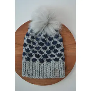 Adult Lotus Flower Beanie - Gray/Navy