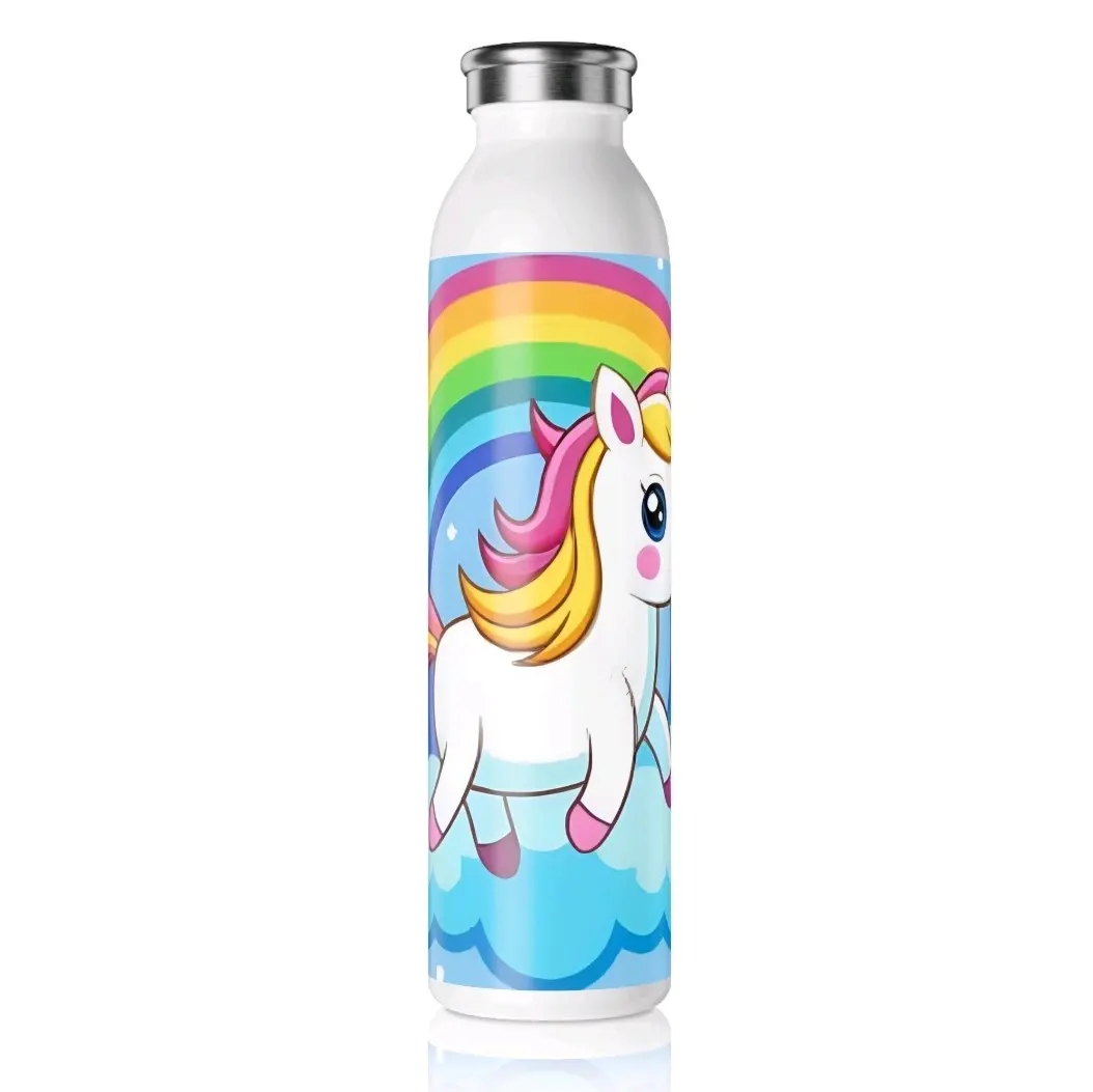 Cute Cora Unicorn Insulated Rainbow Water Bottle - Perfect for Kids - 20oz - Flasks, Stainless, Steel