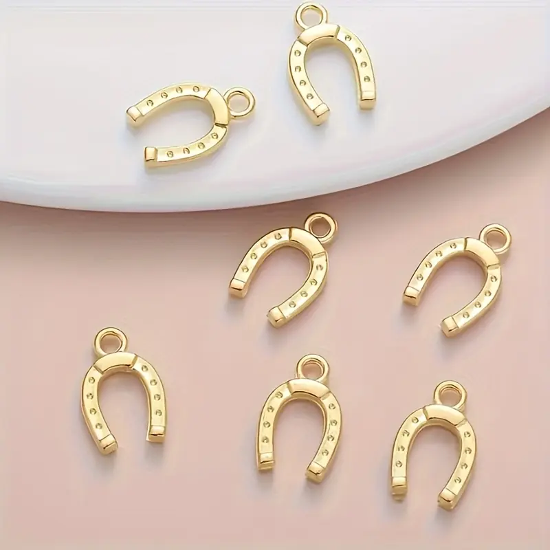 30pcs Classic Alloy Horseshoe Charms - Auspicious Good Luck Symbols with Metallic Finish, Assorted Sizes for DIY Jewelry Making, Bracelets, Keychains