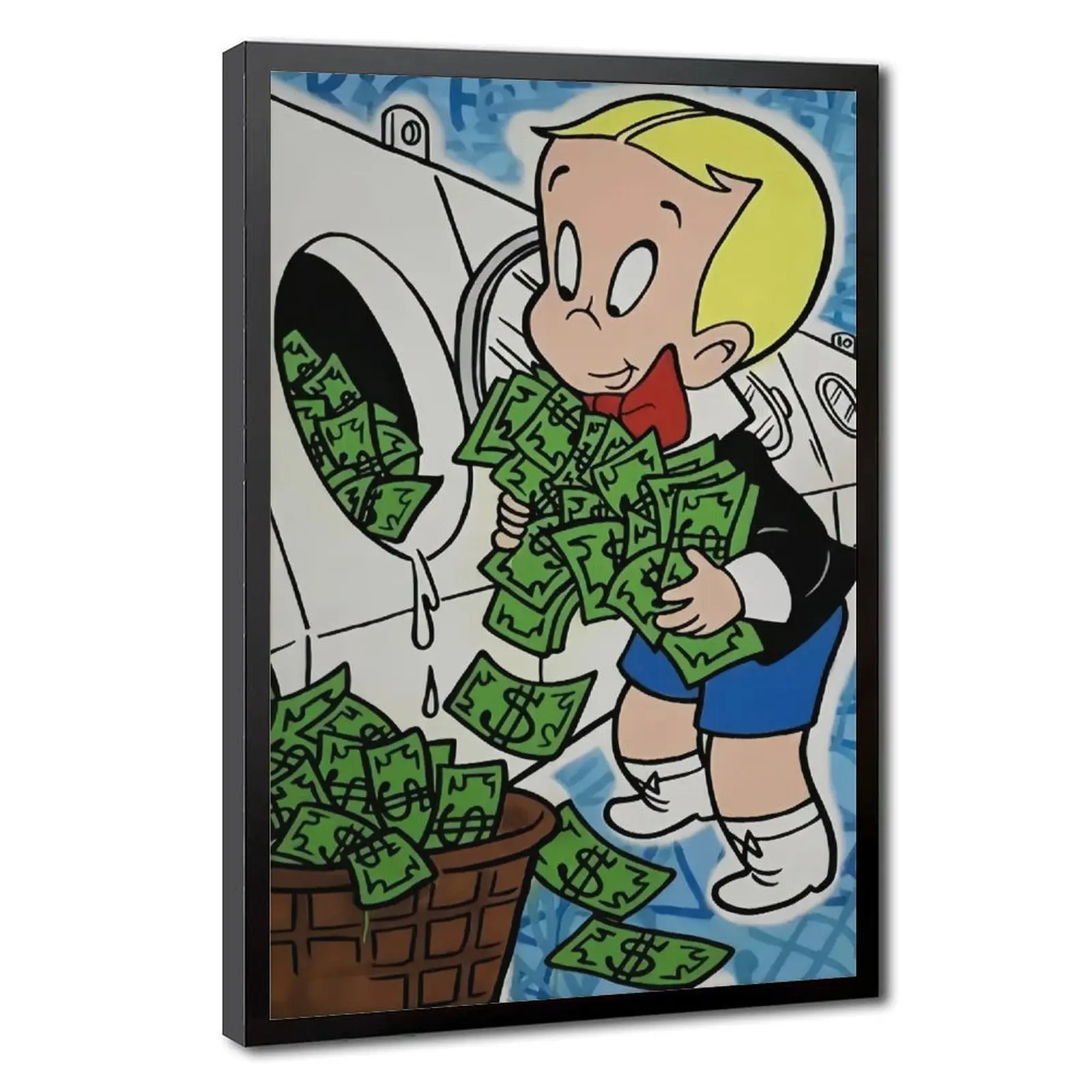 Monopoly Richie Rich Money Abstract Wall Art Decor - Luxury Cash Canvas Posters & Prints for Living Room, Bedroom, Office, Funky Home Decor with Kids' Locked Electronic Piggy Bank Verse wall decor poster wall art wall decor for men posters
