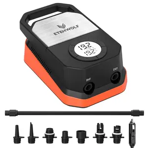 ETENWOLF S4 20 PSI Paddle Board Pump, 12V Electric SUP Air Pump with Auto-Off, Deflation & 7 Nozzles for Kayaks and Inflatables outdoorfun