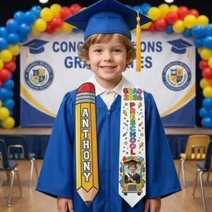 Personalized Preschool Graduation Stole, Kid Name Photo, Class of 2026 School Stole