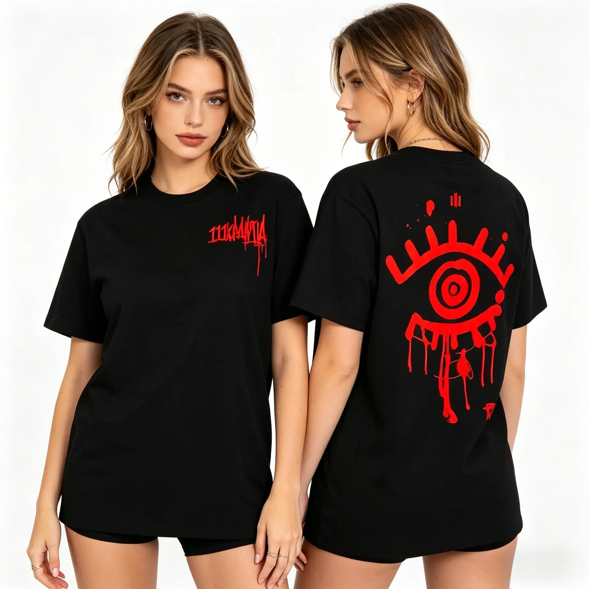 Men's Fuerza Regida 111XPANTIA Album Short-Sleeve T-Shirt - Premium Organic Cotton, Unisex Relaxed Fit, Classic Round Neck, Iconic Dripping Eye Digital Print, Grunge Hip Hop Streetwear, All Seasons Athletic Casual Top (Check Size Chart) Black Menswear