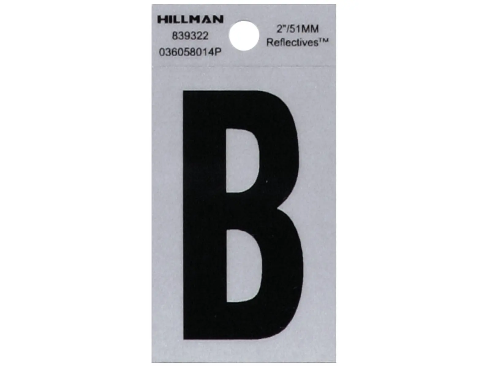 2 in. Black & Silver Reflective Mylar Square Cut Self Adhesive Letter - B