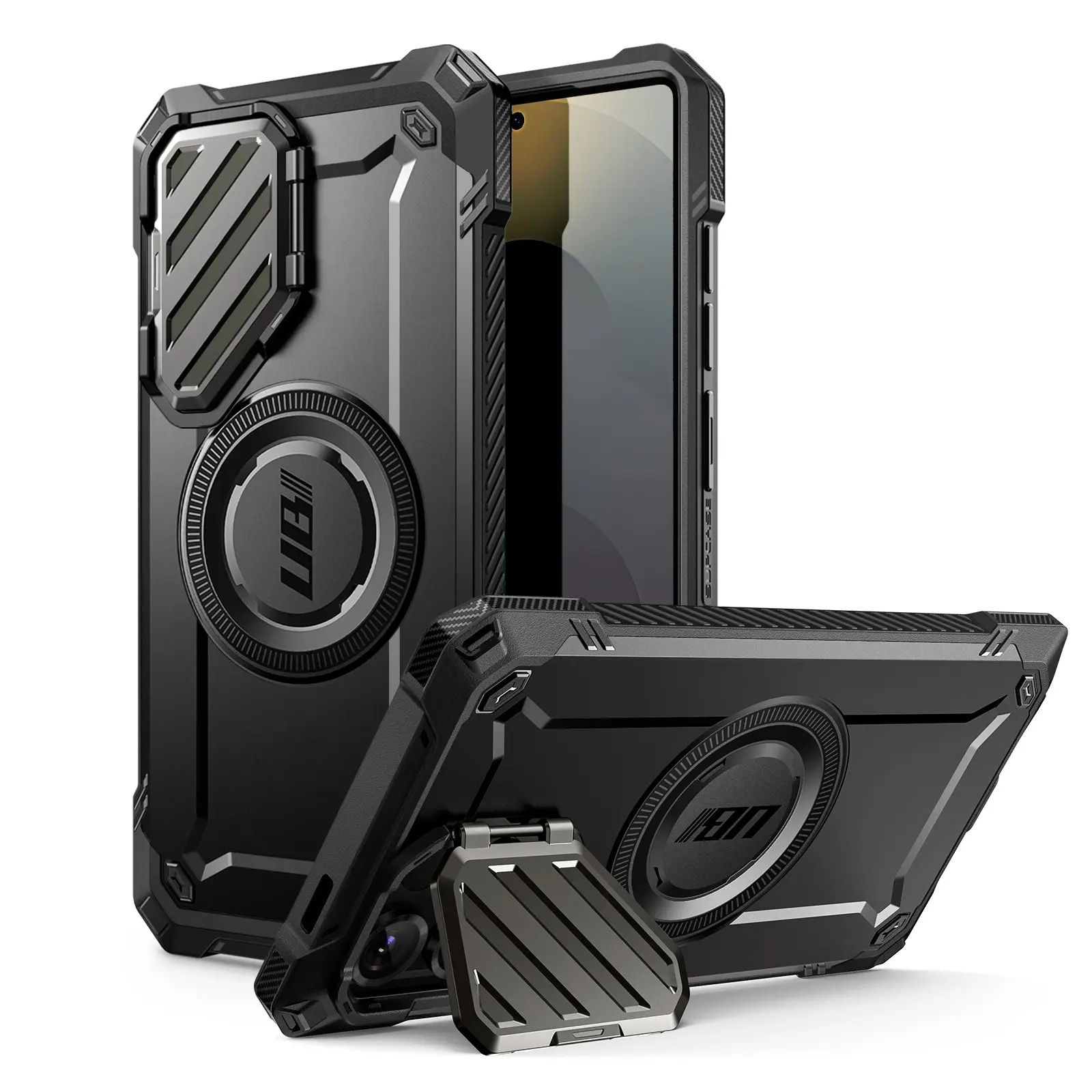 SUPCASE Iron Heavy-Duty Protection Cellphone Case for Galaxy S25 Ultra/S24 Ultra, Magnetic Customized Accessory with Built-in Camera Cover, Kickstand, S Pen Compatibility, Handheld Wireless Support & Card Slot