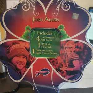 2025 Josh Allen Shamrock Tin Includes 4 Donruss NFL Packs 1 Optic NFL Pack & Exclusive Panini Lucky Clover Promo