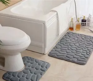 2 Piece Bathroom Rug Washable Bath Mat Set Memory Foam Toilet U-Shaped Non Slip