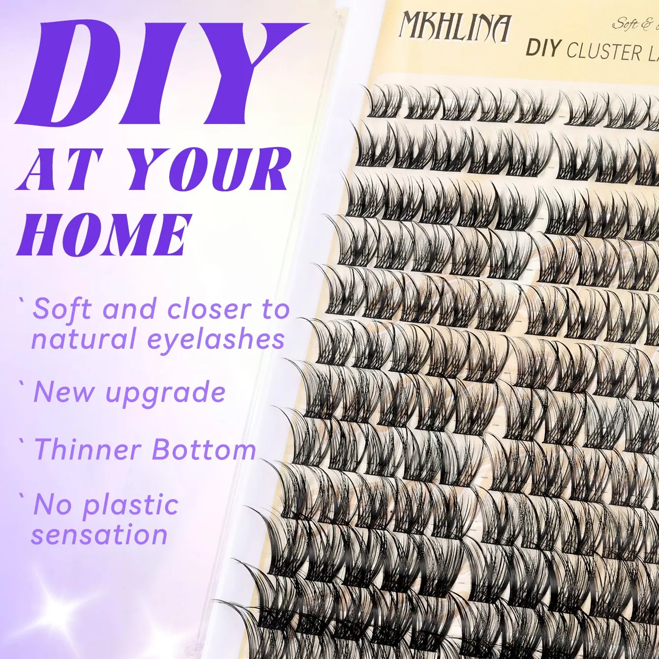 MKHLINA DIY Lash Clusters, C/CC/D Curl 8-18mm Mixed Length Individual Lashes, Soft Light Wispy False Eyelashes, Reusable Segmented Lash Extensions for Beginners（F16）