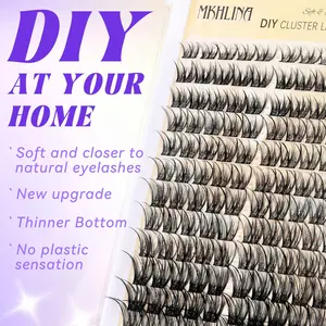 MKHLINA DIY Lash Clusters, C/CC/D Curl 8-18mm Mixed Length Individual Lashes, Soft Light Wispy False Eyelashes, Reusable Segmented Lash Extensions for Beginners（F16）