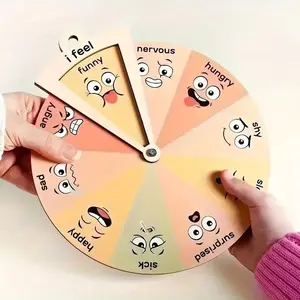 Emotional Wheel Wood Mood Adjustment Tool, Home Decor Gift, Party Interaction Supplies, Party Table Game, Emotional Management Game, Made in China