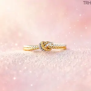 Women’s Dainty Knot Ring, Minimalist Copper Promise Band, Trendy All-Match Statement Jewelry, Chic Twisted Knuckle Ring for Everyday Wear, Parties & Thoughtful Birthday Gift