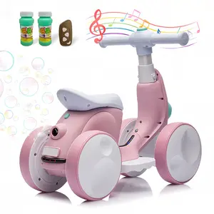 IHUESHO 4-in-1 Toddler Electric Bubble Bike, 6V Electric Balance Bike with Foot Pedal & Parent Remote Control, Automatic Bubble Blower, 1.8MPH 4-Wheels for 1-3 Year Olds, Ideal 1st Birthday & Christmas Gift for Boys Girls