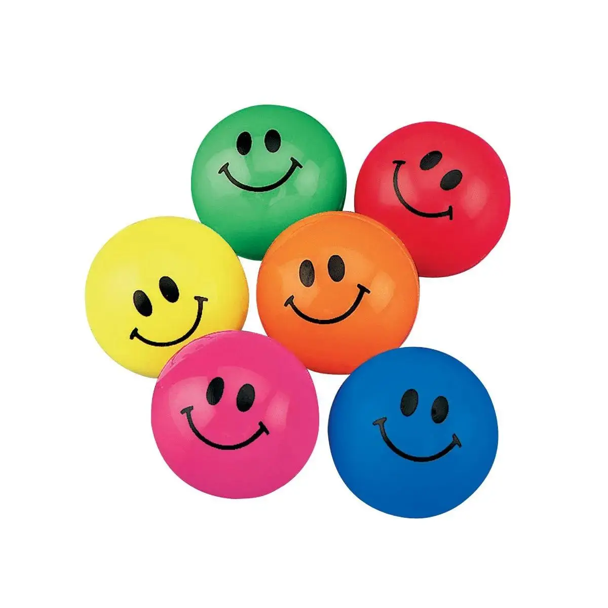 Oriental Trading Company 1" Mini Smile Face Rubber Bouncy Balls, 48-Pc Bulk Assortment, Multicolor Toys for Classroom Rewards, Carnival Prizes