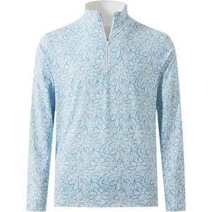 M MAELREG Quarter Zip Golf Pullover Men Dry Fit Long Sleeve Performance Wicking 1/4 Zip Full Print Pullover Mens Sweatshirt