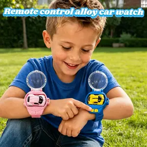 Mini New Watch Remote Control Car, 2.4GHZ RC Racing Car Battle Watch Toys for Kids Boys Girls,LED Lights, USB Charging,Birthday Party, Yellow, Pink, Blue,tiny rc car,watch car,interactive battle rc car set for kids,rc battle cars,mini car for 3-6
