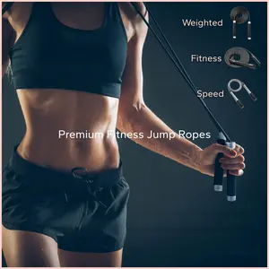 Premium Fitness Jump Rope - Weighted Speed, Tangle Free, Adjustable Trimmable, Skip Cable Crossfit Boxing Workout
