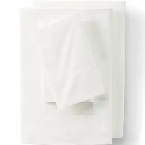 Lands' End 300 Thread Count Cotton Percale Bed Sheet Set - Full - Ivory