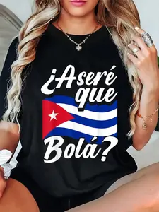 100% Cotton Casual Tshirt Asere Que Bola? Cuban Sayings Cuban Flag Cubano T-Shirt