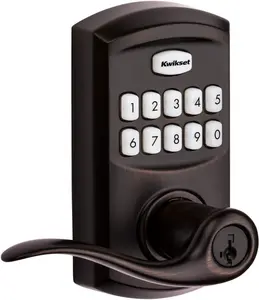 Kwikset 99170-002 SmartCode 917 Keypad Keyless Entry Traditional Residential Electronic Lever Deadbolt Alternative with Tustin Door Handle and SmartKey Security, Venetian Bronze