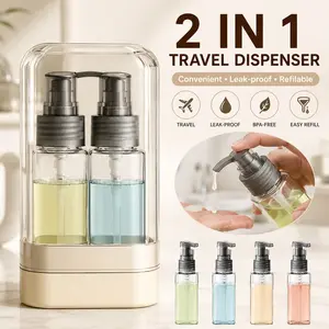 "4-in-1 Travel Pump Dispenser Bottles Set - Leakproof Refillable for Lotion Soap Sanitizer | Airport Travel Essential"
