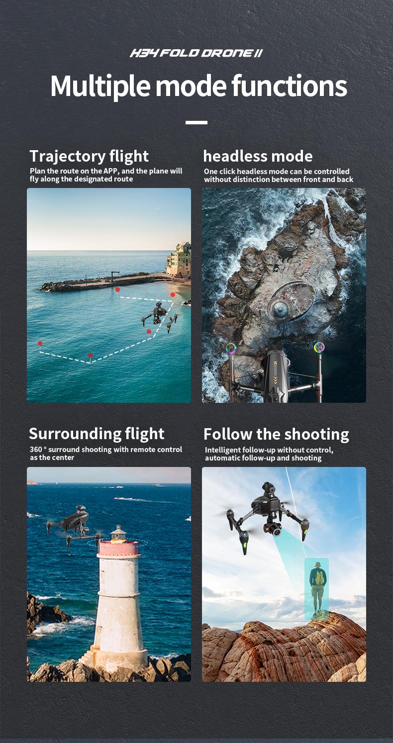 4K HD Camera Device for Adults Beginners, 4-Way 360° Obstacle Avoidance Brushless Motor, Electric Dual Lens, Foldable RC Flying Camera with 13 Mins Flight Time, Portable Aerial Photography Gear