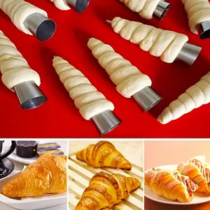 8/12Pcs Stainless Steel Croissant Cream Roll Molds, Reusable Cone Shape Tools for French Pastry & Bread Baking, Essential Baking Supplies
