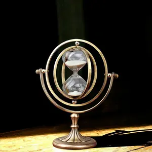 Manual Rotating Earth Shape Sand Timer, Home Decor Ornament, Home Decor Statue, Half Hour Countdown, Learning Supplies, Desk Accessory